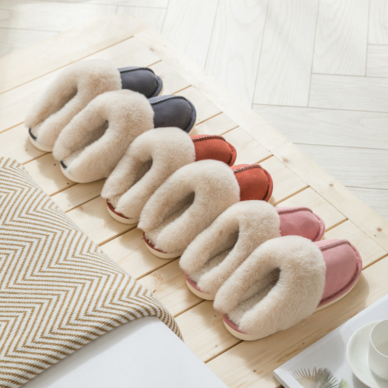 Warm and Fashionable Suede Cotton Slippers