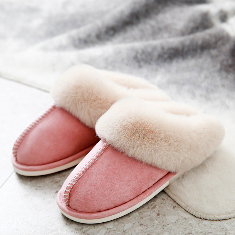 Warm and Fashionable Suede Cotton Slippers