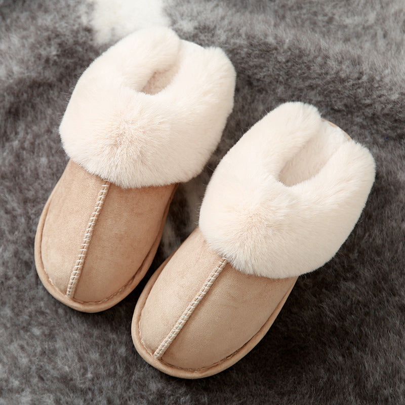 Warm and Fashionable Suede Cotton Slippers