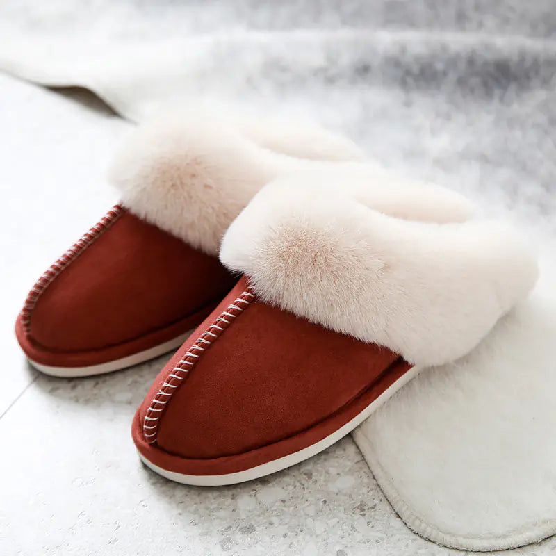 Warm and Fashionable Suede Cotton Slippers