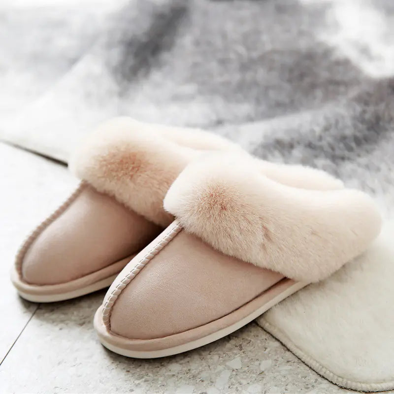Warm and Fashionable Suede Cotton Slippers