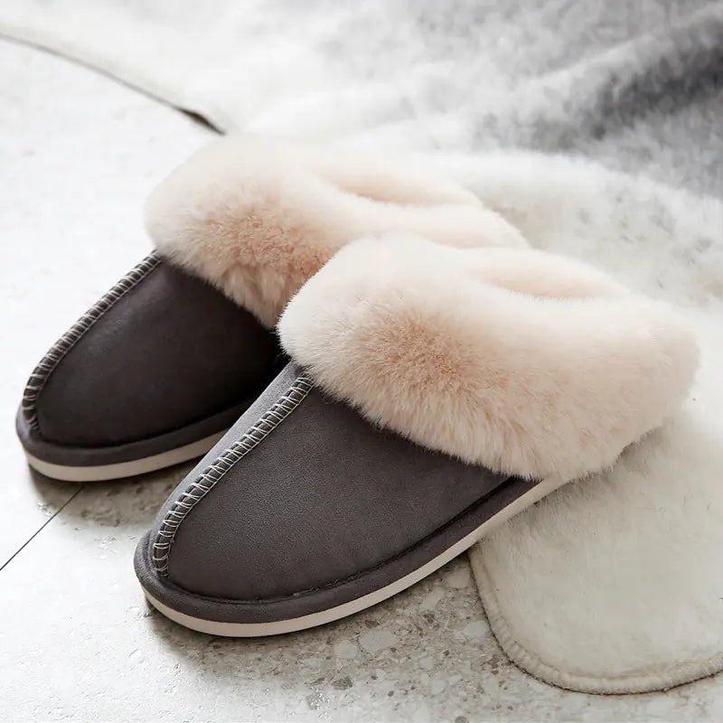 Warm and Fashionable Suede Cotton Slippers