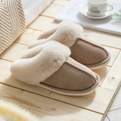 Warm and Fashionable Suede Cotton Slippers